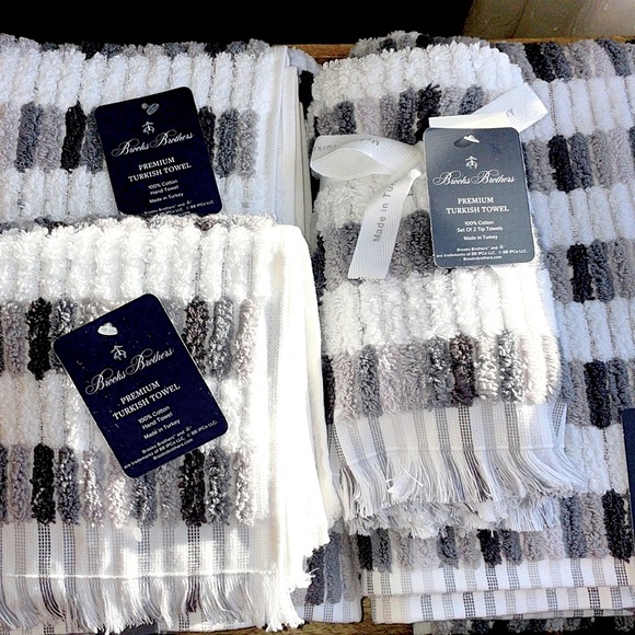 BROOKS BROTHERS Bath Towel Set! NWT ✨ gorgeous quality premium Turkish towels! - Picture 2 of 13